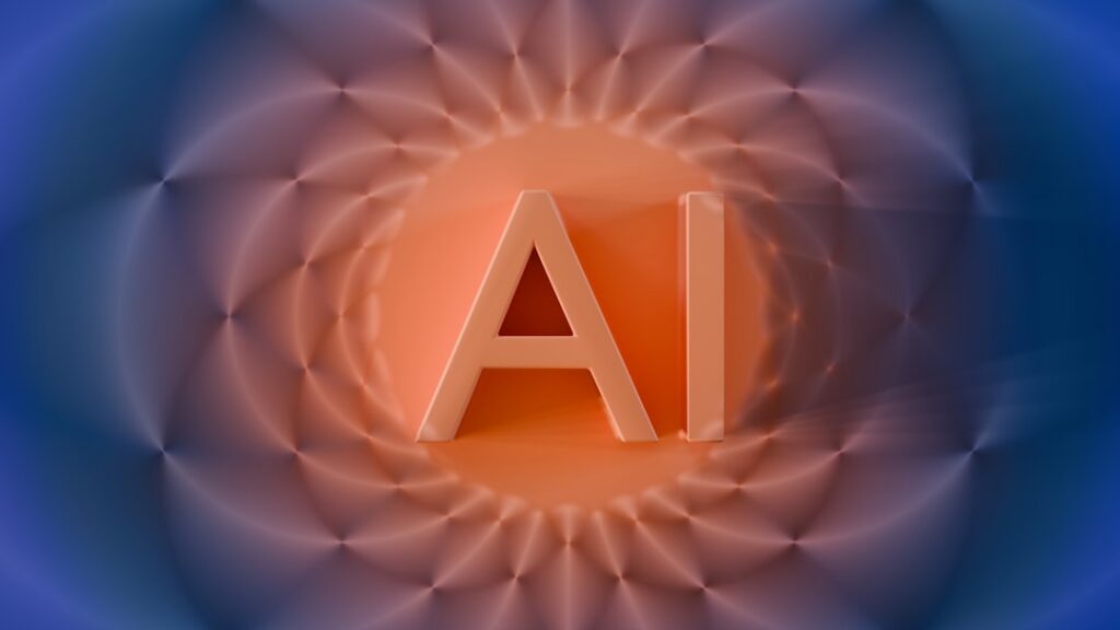 Arte digital criada por inteligência artificial com elementos visuais abstratos