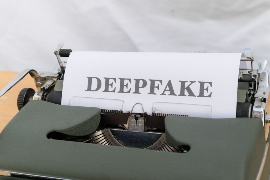Rosto digital distorcido representando deepfake e privacidade online